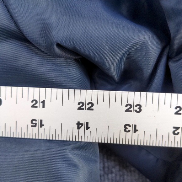 Weather Caster Mens Parka Jacket Blue Small Long Sleeve Quilted Lined Vegan Fur - Picture 12 of 12